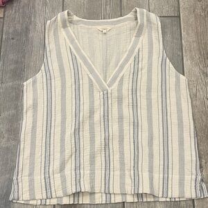 Faherty Striped V-Neck Sleeveless Top